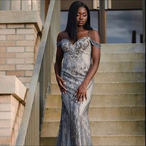 Prom dress purple off the shoulder long